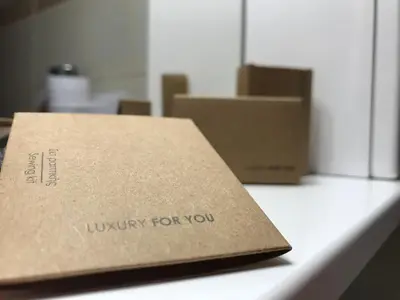 a brown box sitting on top of a counter at Omega Comfy Apartments in Almirida