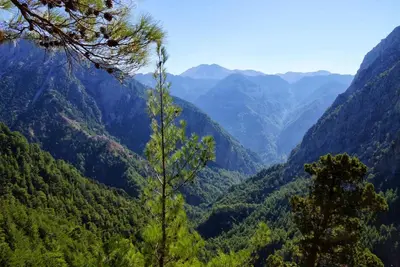 a view of a valley in the mountains at Omega Comfy Apartments in Almirida