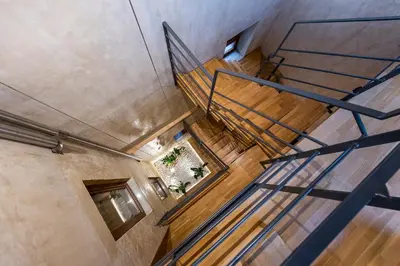 an overhead view of a staircase in a building at Polixeny's Suites in Chania Town