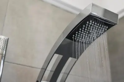 a shower head in a bathroom with at Villa Aphrodite in Alikianós