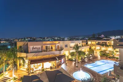 an aerial view of a hotel with a swimming pool at Helios Apartments in Kato Daratso