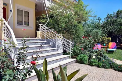 a set of stairs leading up to a house at Niki House in Chania Town