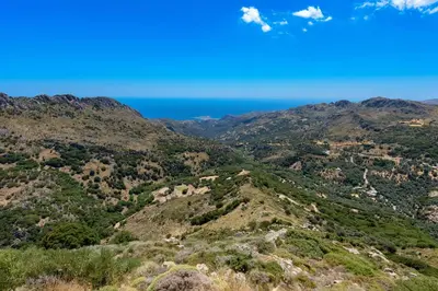 a view of the mountains and the ocean at Best View Mountain Villa in Teménia