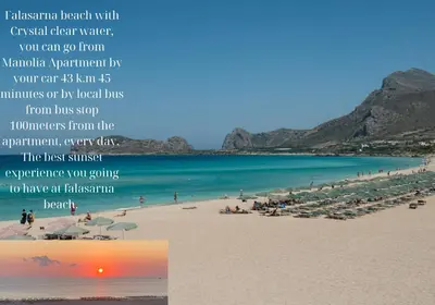 a beach with a bunch of umbrellas and the ocean at Manolia Dream Apartment 30m to the beach in Agia Marina Nea Kydonias