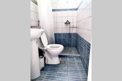 a bathroom with a toilet and a sink at Nikoleta Apartment in Chania Town