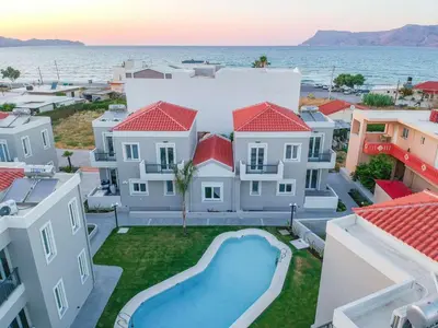 an aerial view of a house with a swimming pool at Limosa Luxury Residences in Kissamos