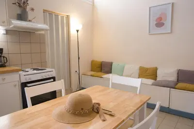 a hat sitting on a table in a kitchen at Home with Terrace in Heart of old Town of Chania in Chania Town