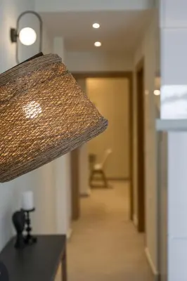 a close up of a light fixture in a hallway at Kolymbari Sea Front Cozy Apartments in Kolymvari
