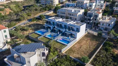 an aerial view of a house with a solarium at Katakis LuxuryVillas in Chania Town