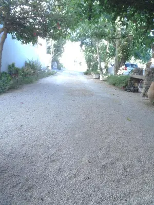a gravel road with trees on either side of it at LITHI in Palaiochóra