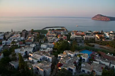 an aerial view of a town by the water at SHINE VERANDA PRIVE APTS 7PERSONS in Plataniás