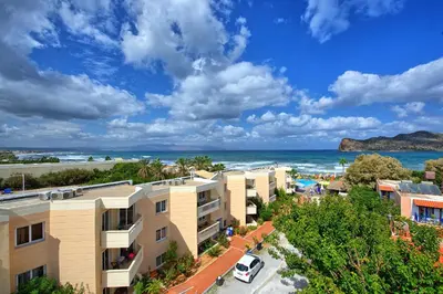 an aerial view of a resort with the ocean at Cabanavillas MILANO by PosarelliVillas in Agia Marina Nea Kydonias