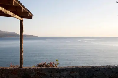a view of the ocean from a house at Kera Studios in Kalyves