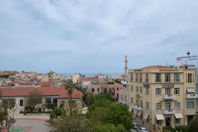 a view of a city with a building at D&G Lux Flat City View next to Old Town & Market in Chania Town