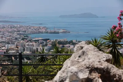 a view of the city of dubrovnik and the ocean at Villa Paparouna in Chania Town