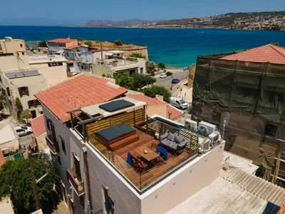 an overhead view of a building with a balcony at Ontas IK18 in Chania Town