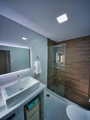 a bathroom with a sink and a shower at West Crete House in Kámbos