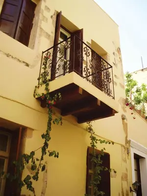a balcony on the side of a building at Madonna Studios in Chania Town