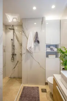 a bathroom with a shower and a toilet at Annet in Chania Town